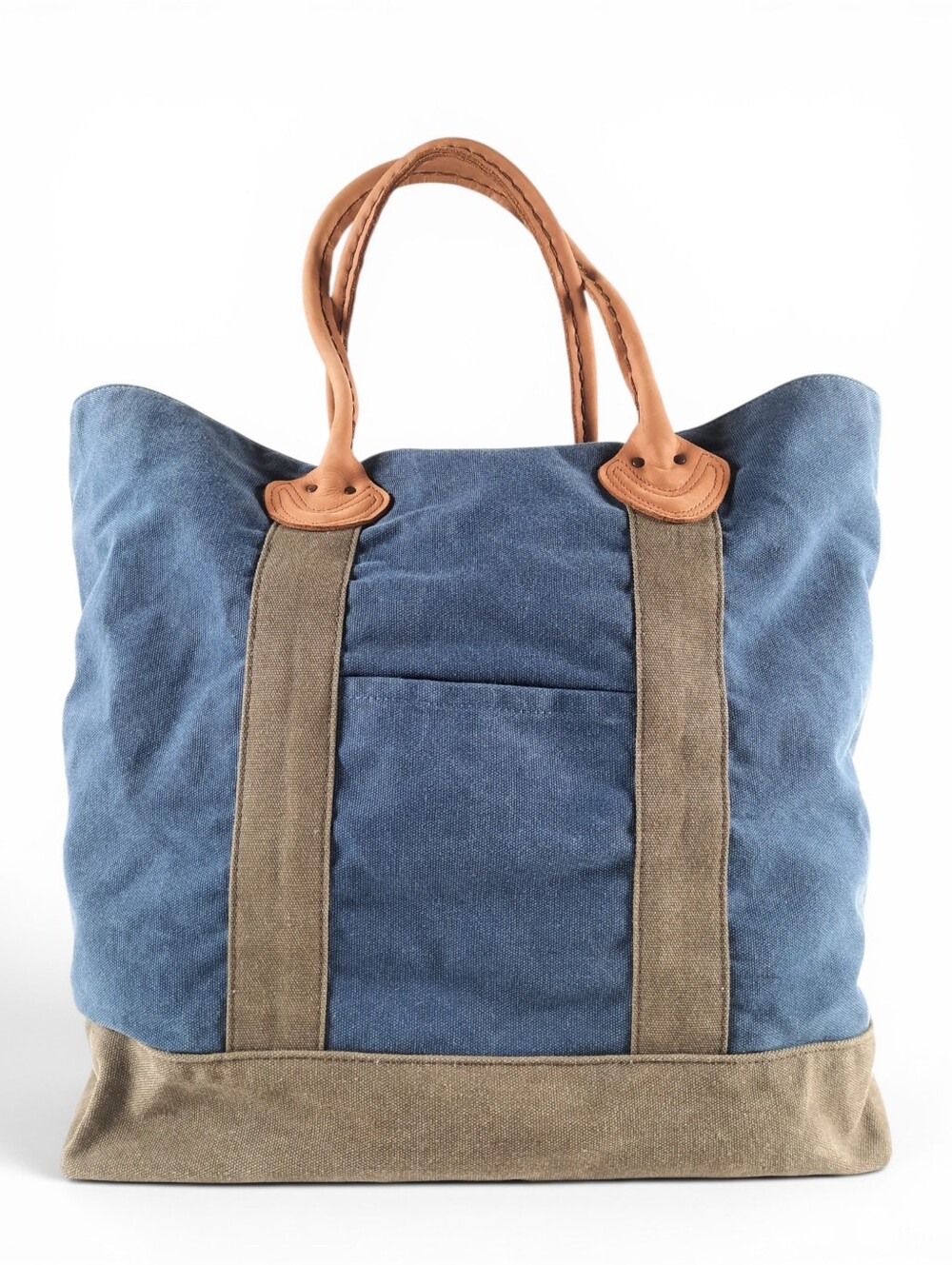 CBK Vtg LL Bean XL Sunwashed Canvas Field Tote Lined EUC Leather Slouchy Y2K - Picture 2 of 13